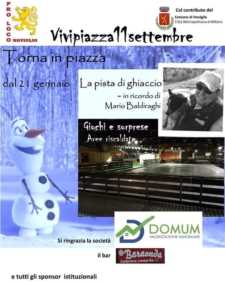 Apertura pista di pattinaggio sul ghiaccio piazza 11 settembre