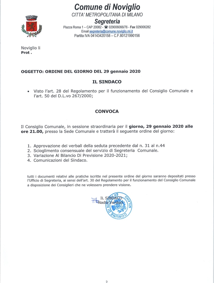 convocazione consiglio comunale 