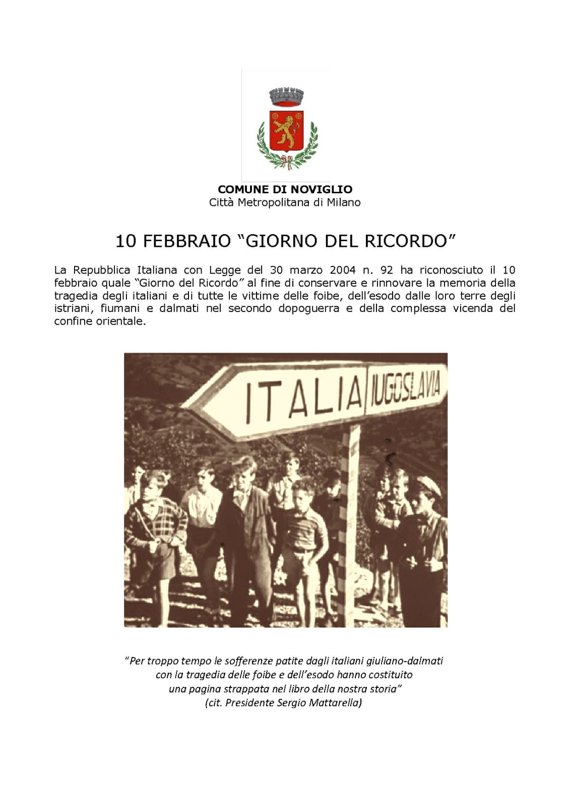 10 febbraio "giorno del ricordo"