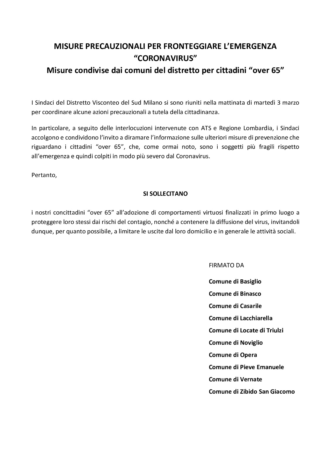 Aggiornamento coronavirus - covid -19 del 3 marzo 2020 ore 17.10
