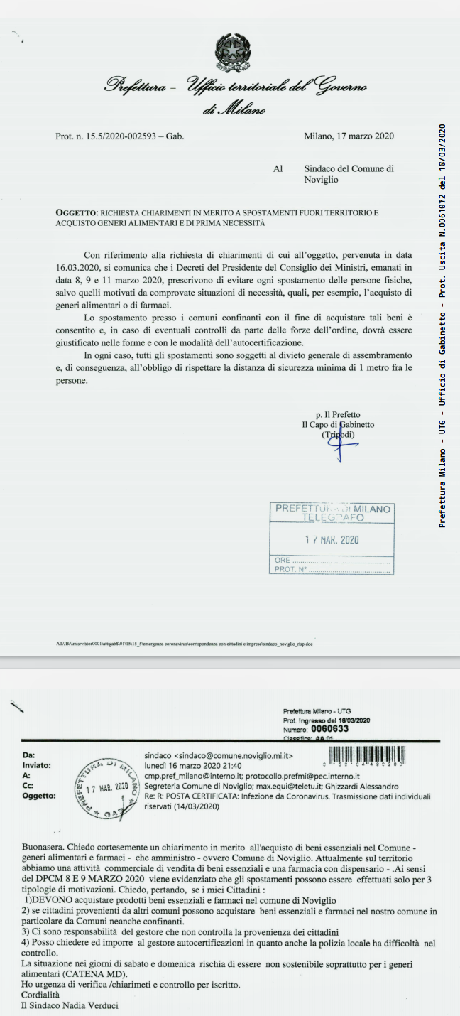 Chiarimento Prefetto riguardo le disposizioni ministeriali