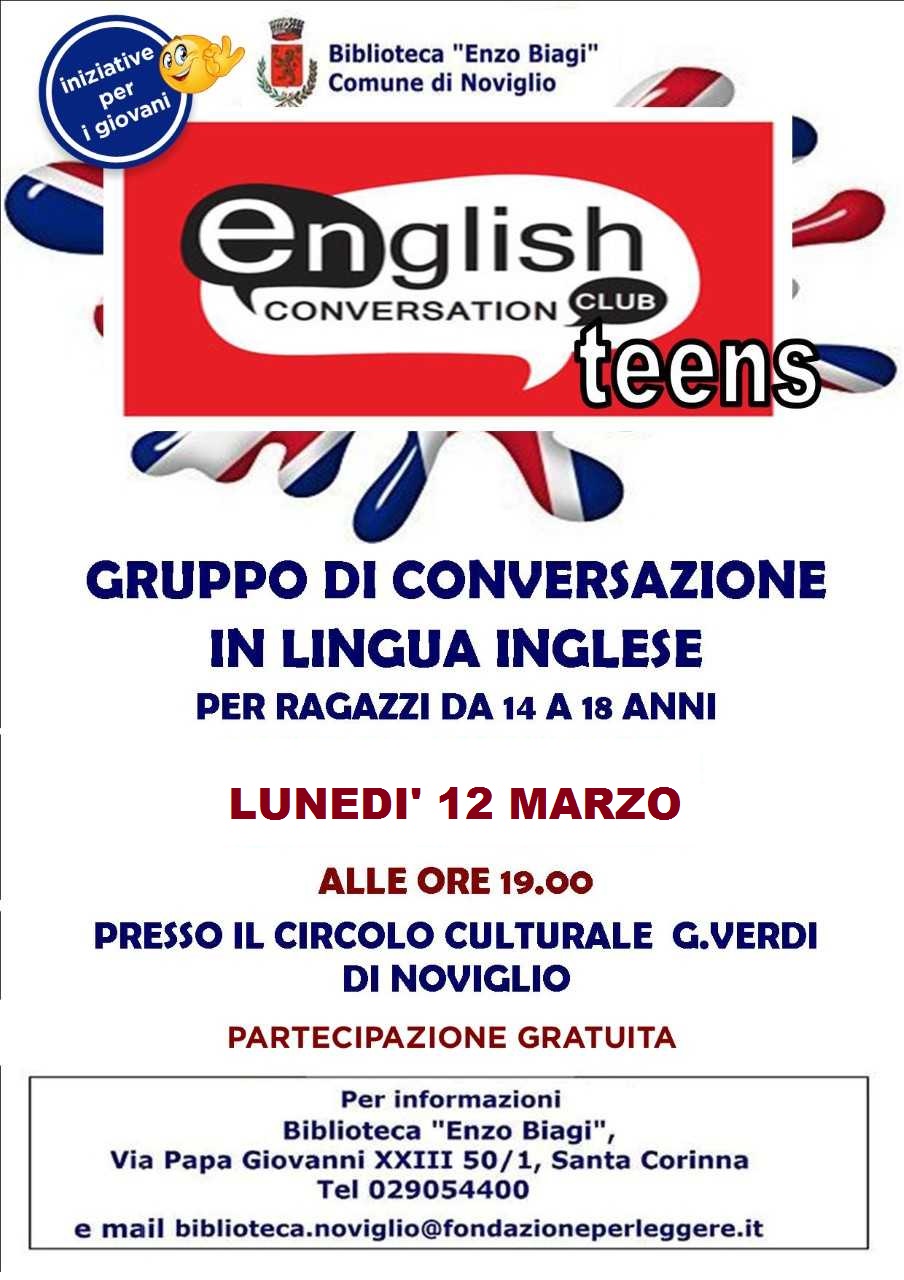 Gruppo di conversazione in inglese per giovani dai 14 ai 18 anni