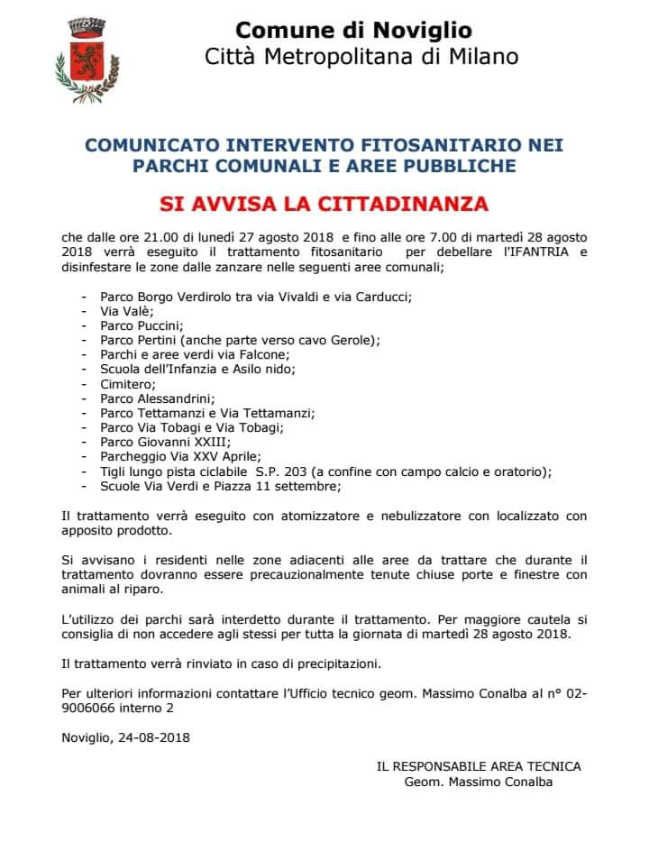 Comunicazione intervento fitosanitario