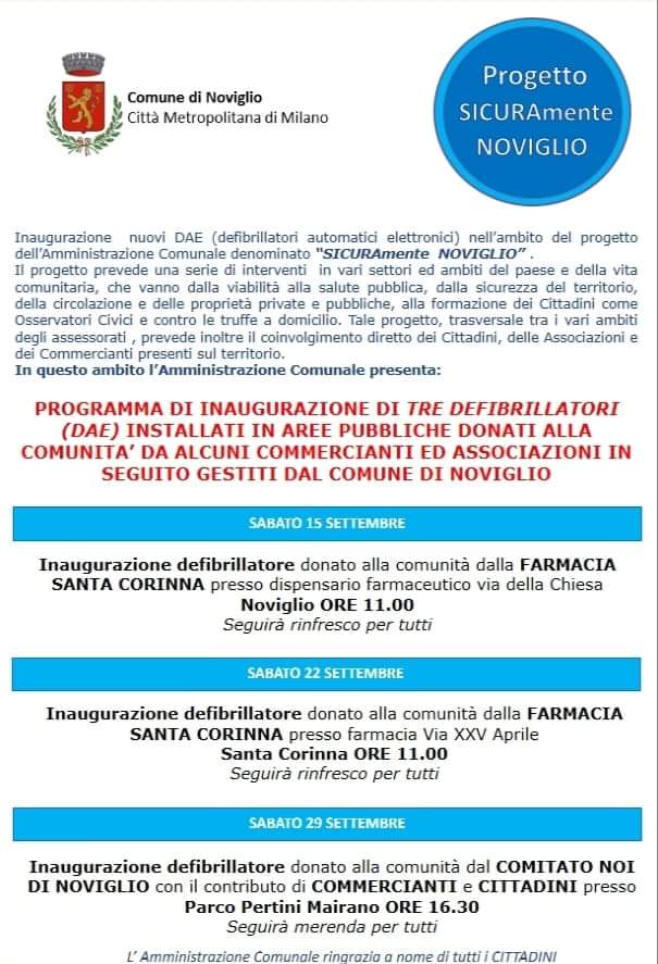 Inaugurazione nuovi DAE - defibrillatori semiautomatici