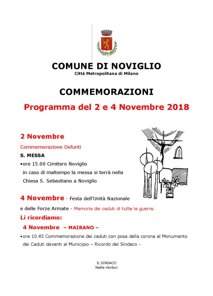 2 e 4 novembre 2018 - commemorazione dei nostri cari defunti