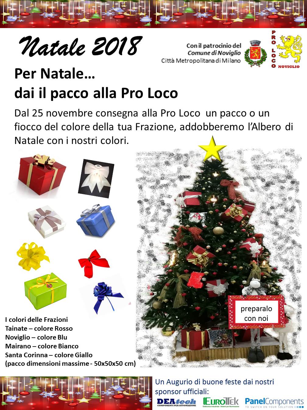 Un pacco o un fiocco colorato per l'albero di Natale