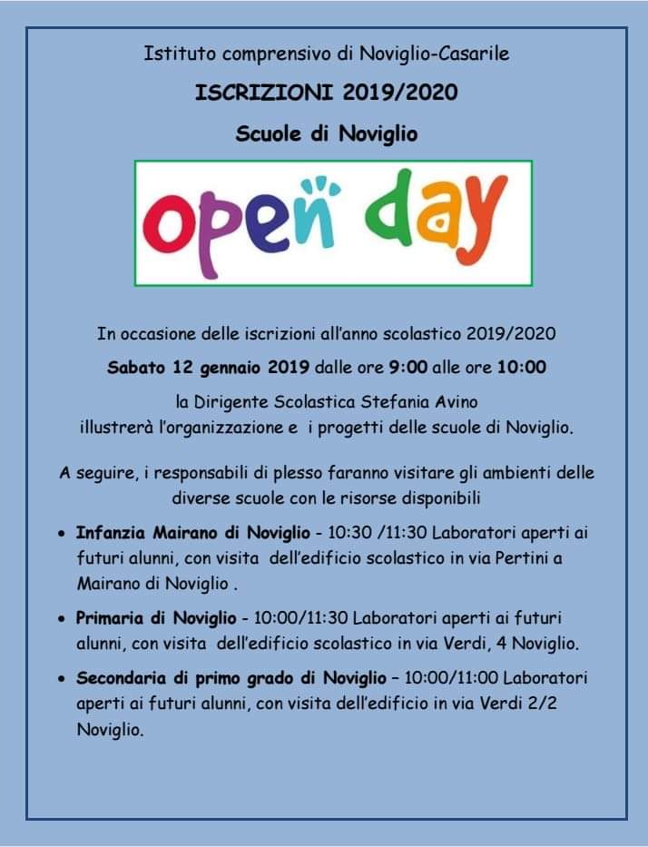 OPEN DAY iscrizioni a.s. 2019/2020